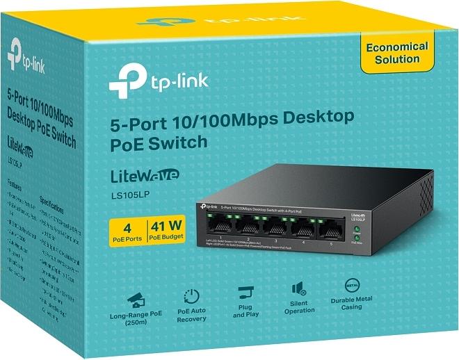 TP-Link LS105LP Настольный коммутатор с 5 портами 10/100 Мбит/с (4 порта PoE) фото 4