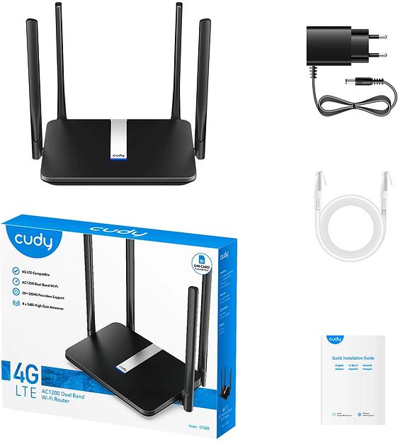 Роутер беспроводной Cudy LT500 AC1200 10/100BASE-TX/4G cat.4 черный фото 5