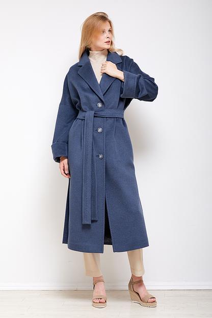 Женское демисезонное пальто деловое Mmoda синий, арт.2202551 фото 2