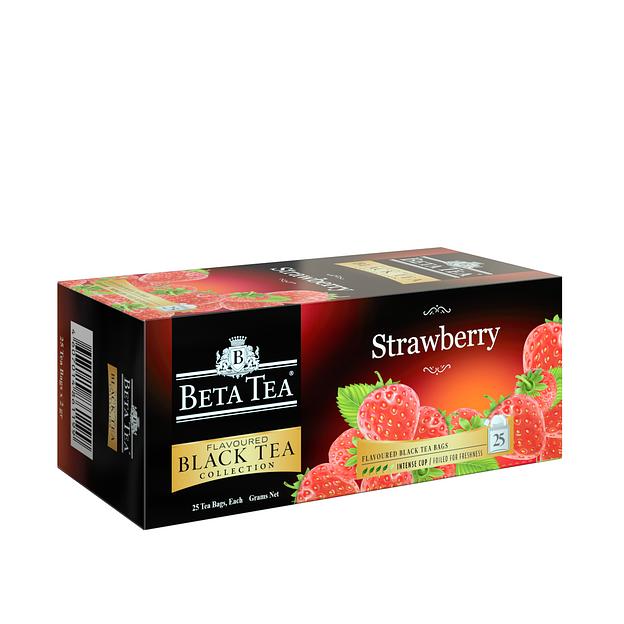 Чай чёрный в пакетиках «Бета Чай Клубника» («Beta Tea Strawberry») 25×1.5 г фото 1