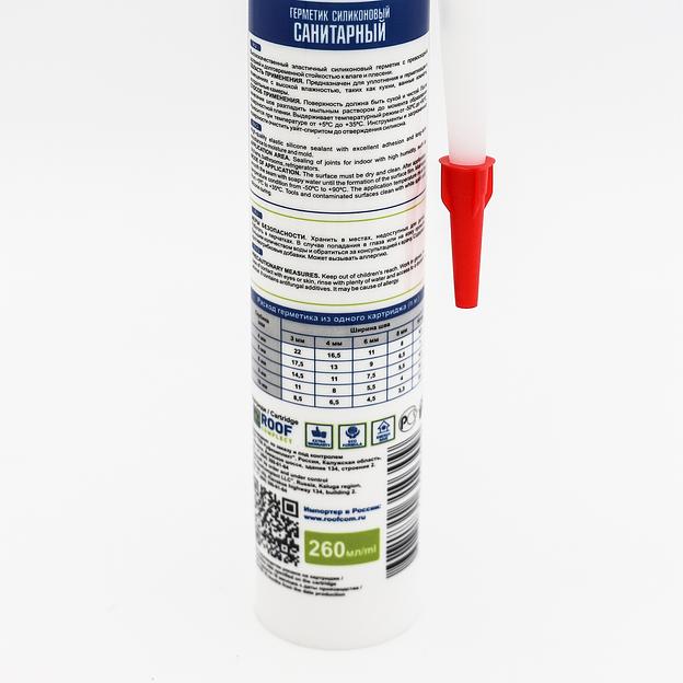Герметик силиконовый санитарный Roof Complect беcцветный (260мл) фото 3