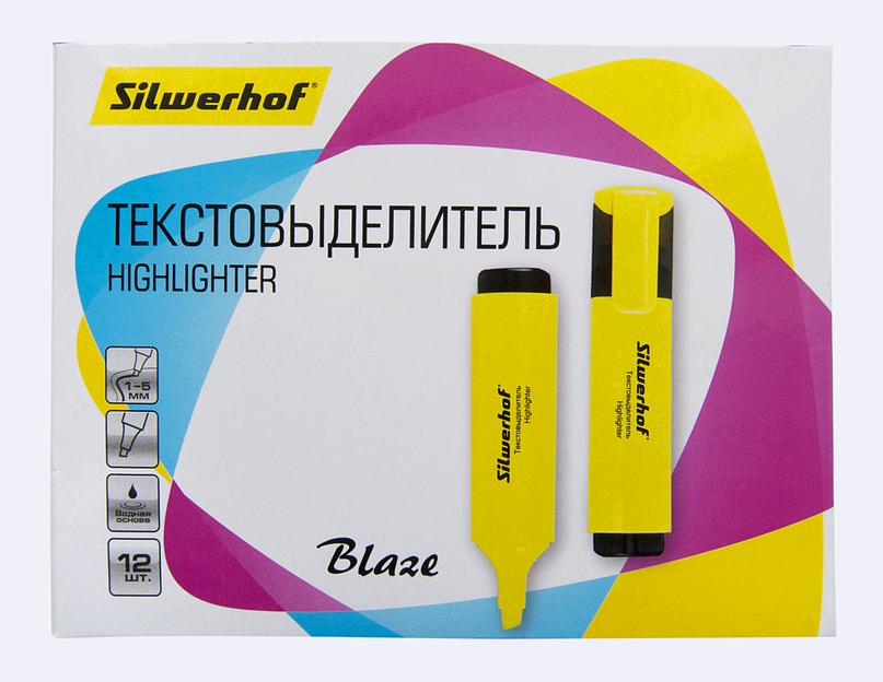 Текстовыделитель Silwerhof Blaze 108036-05 скошенный пиш. наконечник 1-5мм желтый картон фото 2
