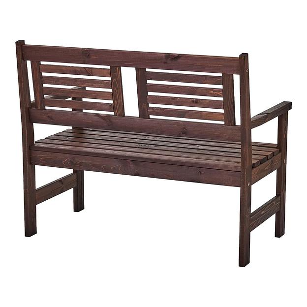 Скамья деревянная для сада и дачи, для 2-х человек Хольмен тёмно-коричневая ОПТ фото 4