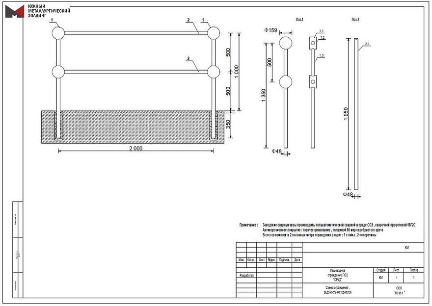 Пешеходное ограждение ПО2 2 «ОРУД» фото 2
