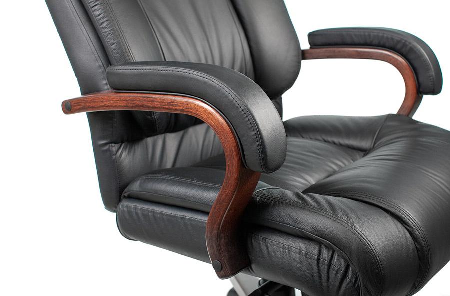 Кресло руководителя Бюрократ T-9925WALNUT черный кожа крестовина металл/дерево фото 6