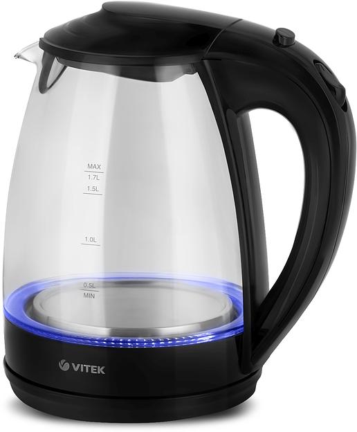 Чайник электрический Vitek VT-1122 1.7л. 2200Вт прозрачный корпус: стекло/пластик фото 3
