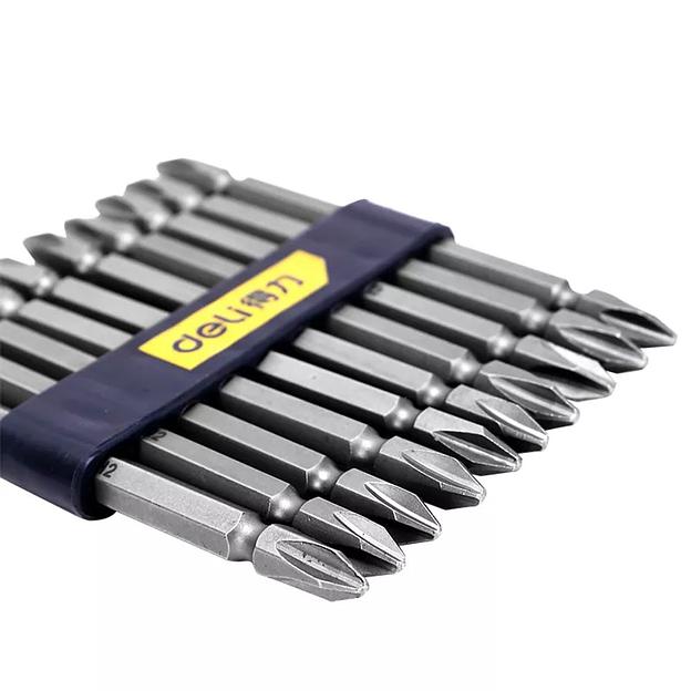 Набор оснастки Deli Набор двухсторонних бит 10 шт Deli DL6903 PH2*110мм, сталь S2 с твердостью 58-60HRC, пласт.кейс фото 4