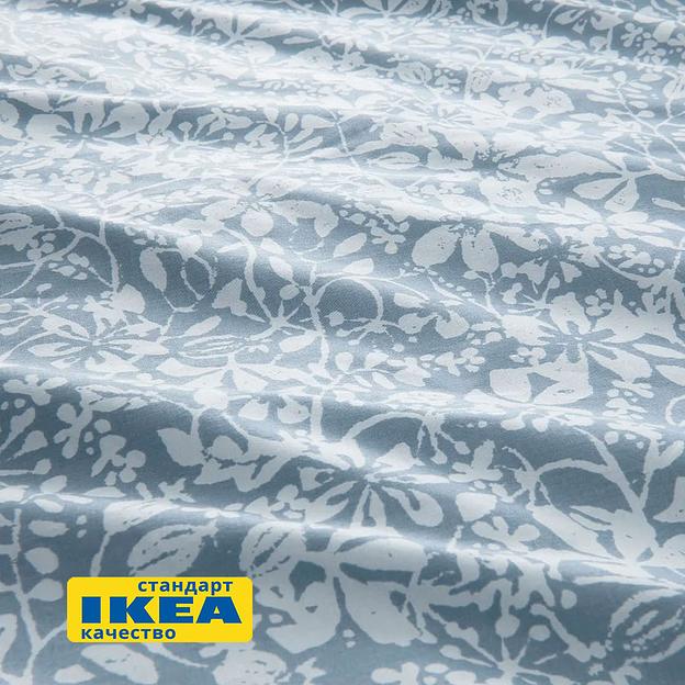 Пододеяльник евро, 2 наволочки САЛОМЕЯ (ИКЕА СОММАРСЛОЯ) 200x200/50x70, цветочный орн/синий, поплин KL-529765 фото 5