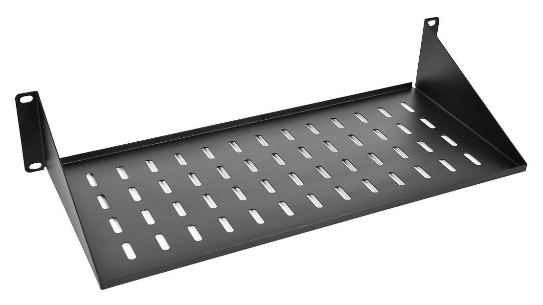 Полка стационарная ЦМО МС-30-9005 2U нагр.:15кг. 19" 300мм черный (упак.:1шт) фото 1