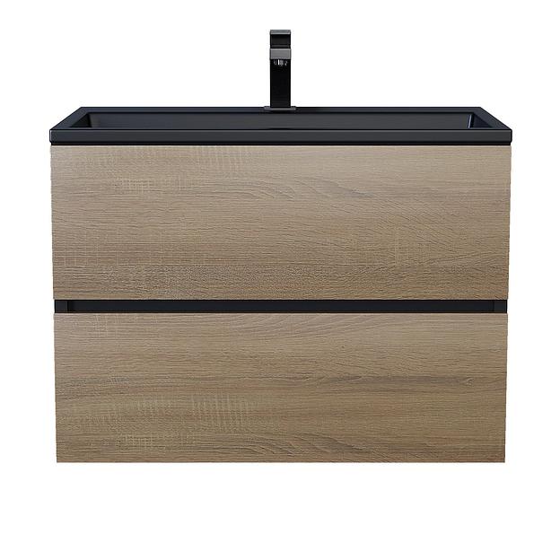 Тумба под раковину для ванной Uperwood Barsa, 70 см, подвесная, черная/дуб сонома фото 4