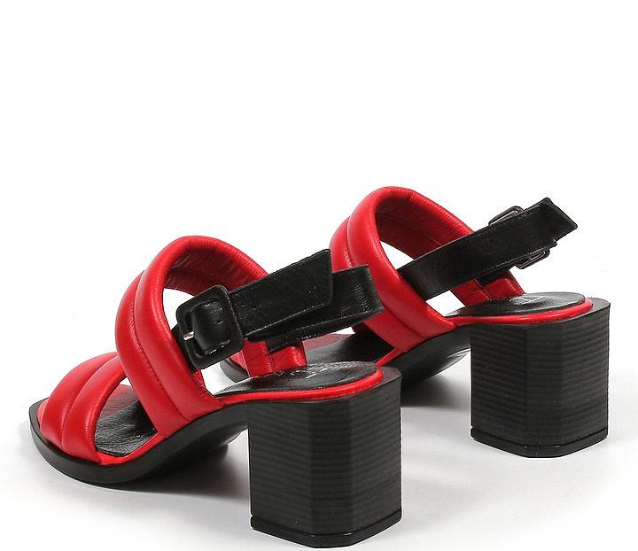 Босоножки женские из натуральной кожи на каблуке, арт.512 красный ОПТ фото 5