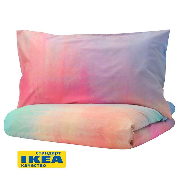 Пододеяльник 1,5 спальный, наволочка ИСТЭРО (ИКЕА ПИПСТЭКРА) 150x200/50x70, разноцветный, миткаль KL-60438951 фото 2