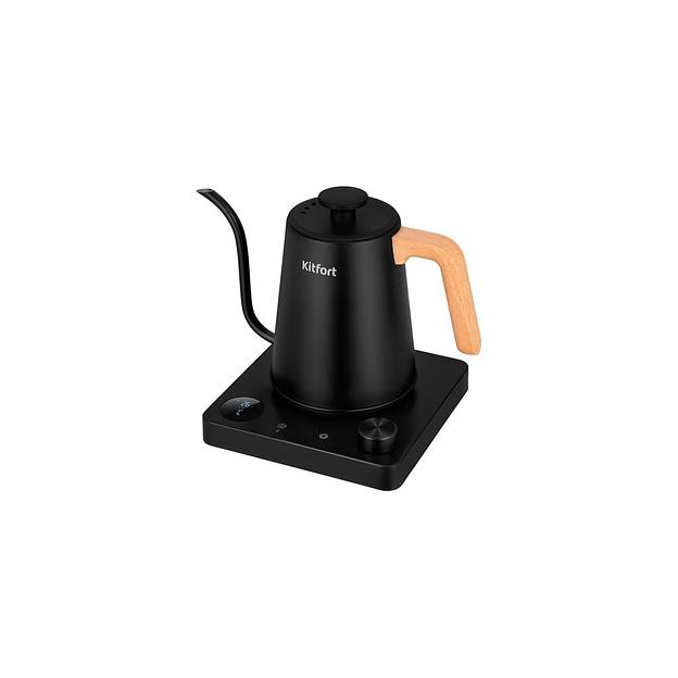 Чайник электрический KitFort КТ-6726, 1200Вт, черный и дерево фото 1