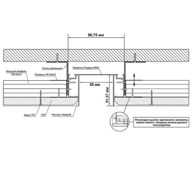Профиль для ниш FerGipps НЛ 50 черный ОПТ фото 3