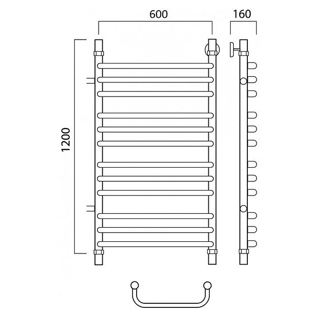 Полотенцесушитель водяной Роснерж Скоба L102011 120x60 с боковым подключением 600 групповой фото 2