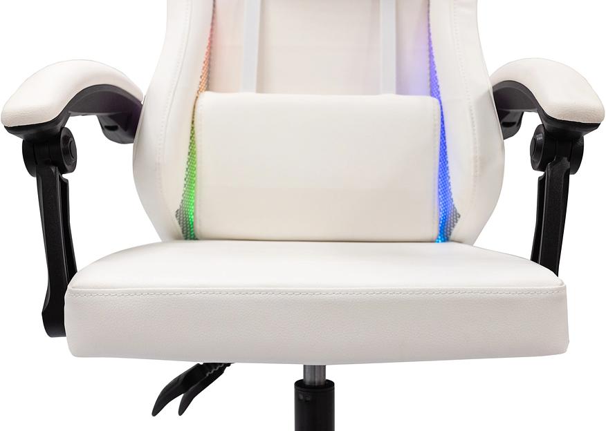 Кресло игровое Knight Wolf RGB белый эко.кожа/сетка крестов. пластик фото 10
