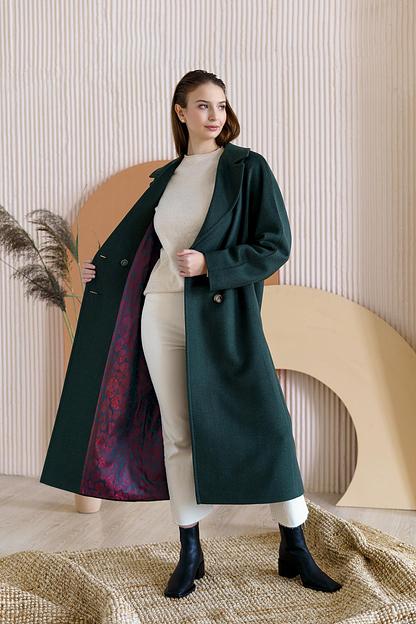 Женское демисезонное пальто деловое Mmoda изумрудный, арт.22М10 фото 6