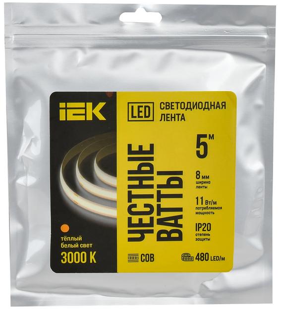 Лента LED 5м COB-480LED 11Вт/м IP20 8мм 24В 3000К IEK фото 3