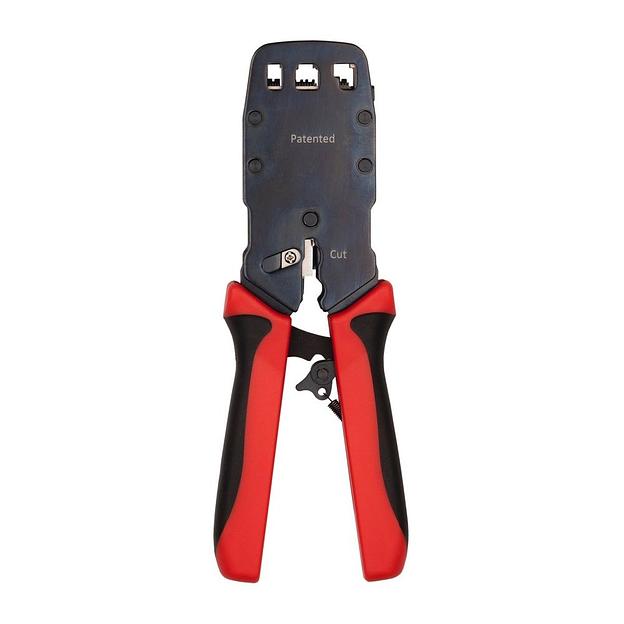 Инструмент обжимной Hyperline HT-3008AR для RJ-45/RJ-12/RJ-11 (упак:1шт) черный/красный фото 1