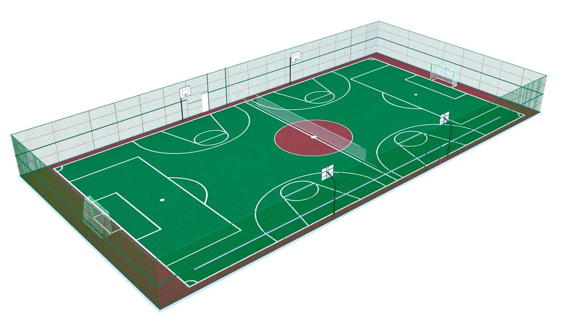 Универсальная спортивная площадка 10*20 м. фото 1