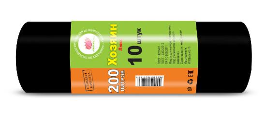 Прочные мешки для мусора «Хозяйка Люкс» 200 л 90x120 см 10 шт в рулоне фото 1