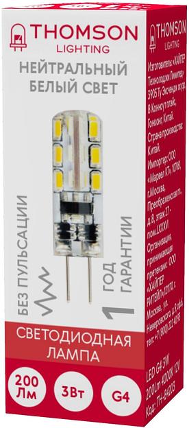 Лампа светодиодная Thomson TH-B4203 3Вт цок.:G4 капсул. 12B 4000K св.свеч.бел.нейт. (упак.:1шт) фото 2