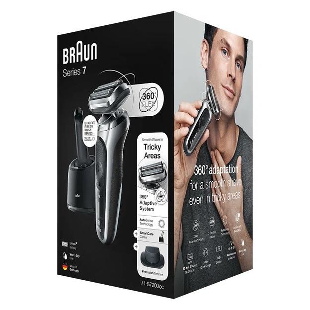 Бритва сетчатая Braun Series 7 71-S7200cc реж.эл.:3 питан.:аккум. черный фото 2