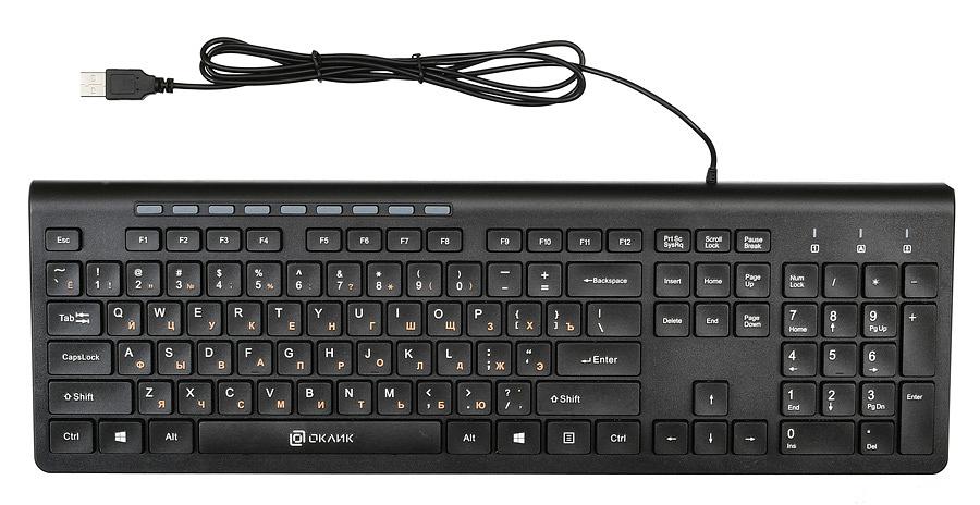 Клавиатура Оклик 480M черный/черный USB slim Multimedia фото 2