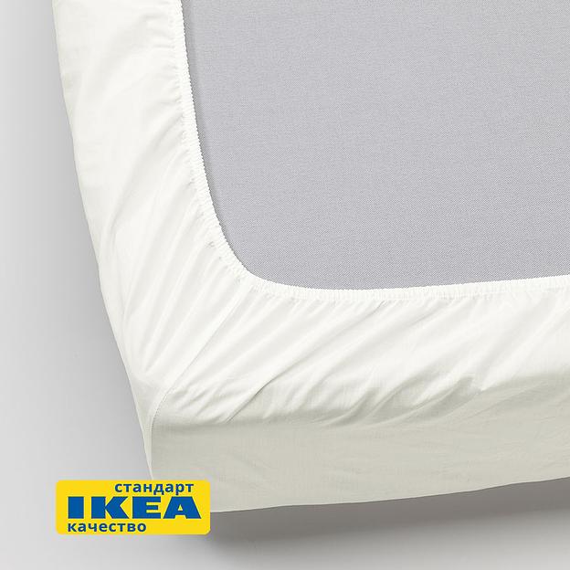 Простыня на резинке УЛЬВИДОРО (ИКЕА УЛЛЬВИДЕ) 140x200, белый, поплин KL-30351157 фото 4