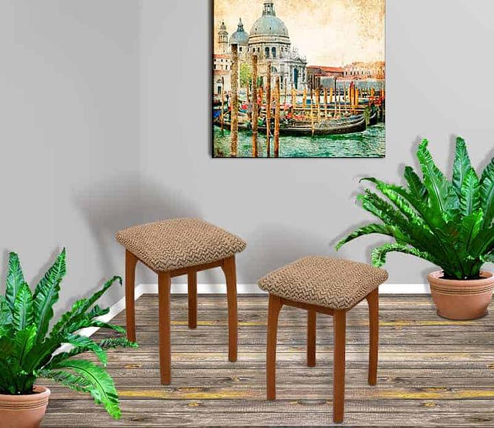 Чехол на табурет Чехлы&Пледы «Букле» ваниль (2 шт) ОПТ фото 2