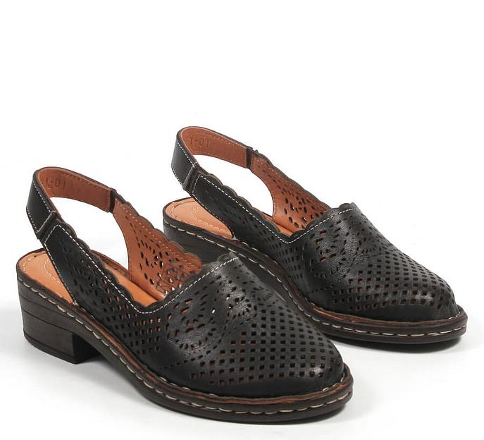 Босоножки женские из натуральной кожи на каблуке, арт.2023-23 чёрный ОПТ фото 6