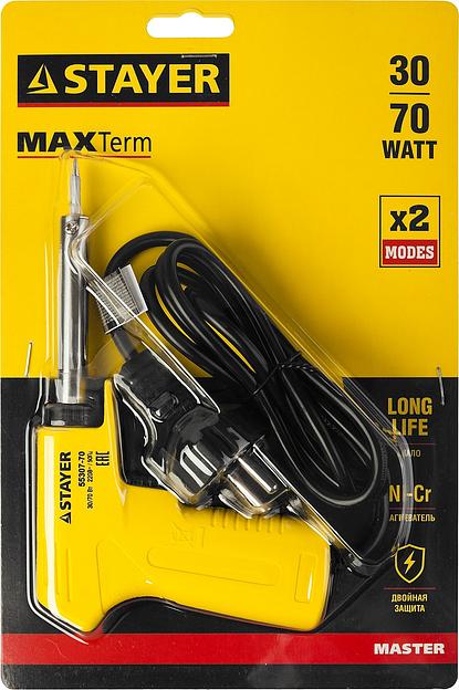 STAYER MAXTerm, 30 Вт + 70 Вт, 2 в 1, конус, электропаяльник с пистолетной рукояткой (55307-70) фото 4