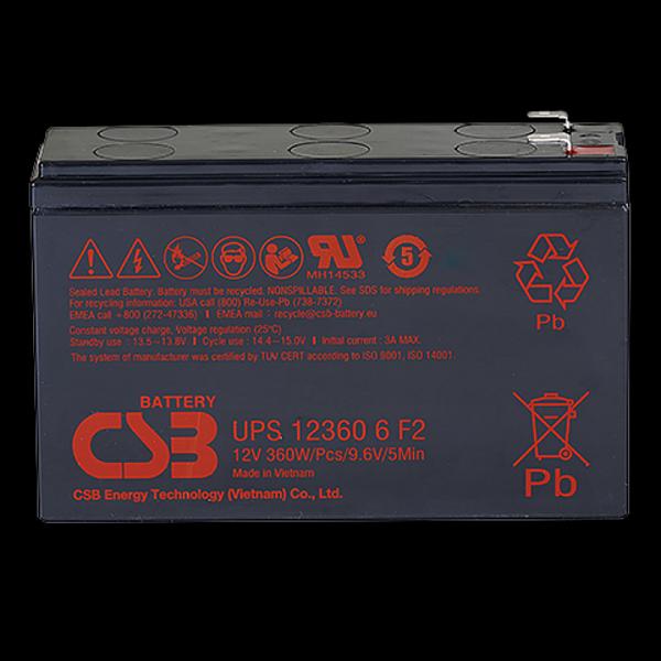 Акб CSB Аккумуляторная батарея для ИБП 12360 6 (12V/7.5Ah) (UPS123606 F2 CSB) фото 1