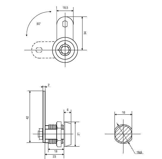 Тубулярный замок 23 мм 90° с трубчатым ключом - ТЗ 029-23 фото 2