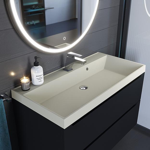 Раковина кварцевая для ванной Uperwood Classic Quartz 100 см, бежевая матовая, лён фото 1