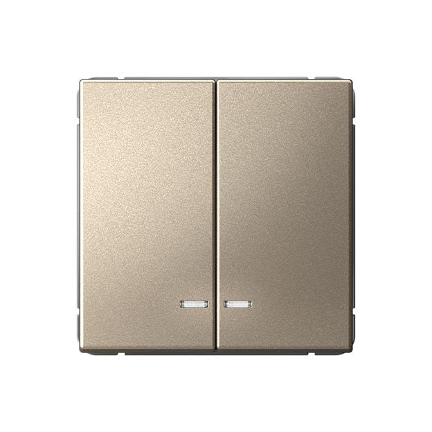 ARTGALLERY 2-клавишный выключатель с подсветкой, сх.5а, 10АХ, механизм, шампань фото 1