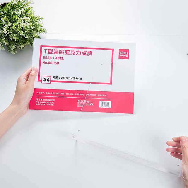 Магнитная рамка Deli 50856 A4 21х29.7см настольная прозрачный фото 4