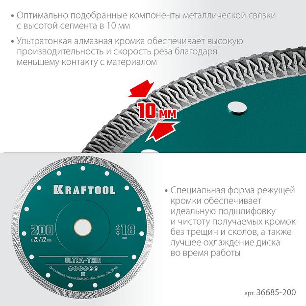 KRAFTOOL ULTRA-THIN 200х1.8 мм ультратонкий алмазный диск (36685-200) фото 4