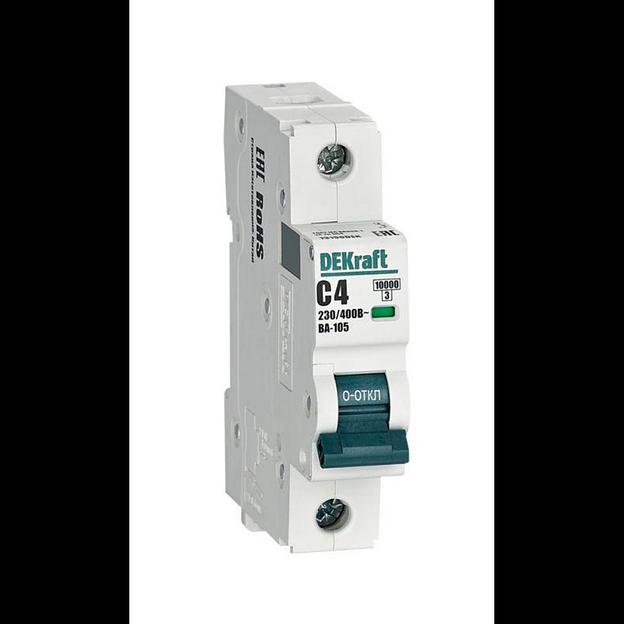 Выключатель автоматический модульный 1п C 4А 10кА ВА-105 DEKraft 13150DEK фото 1