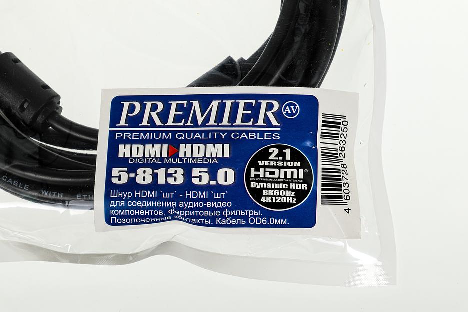 Кабель соединительный аудио-видео Premier 5-813 HDMI (m)/HDMI (m) 5м. феррит.кольца Позолоченные контакты черный фото 5