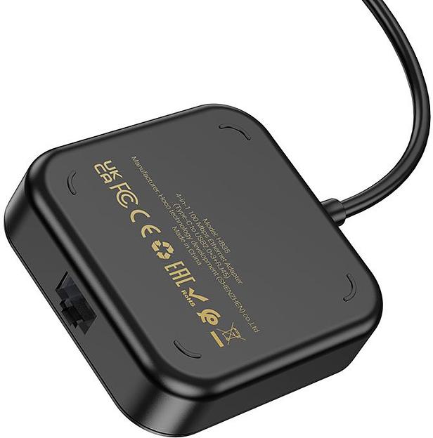 Разветвитель USB-C Hoco HB35 4порт. черный фото 4