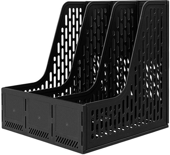 Лоток вертикальный Deli E9843 3отд. сборный для бумаг 250x257x275мм черный пластик фото 1