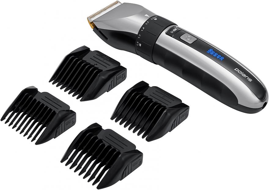 Машинка для стрижки Polaris PHC 3017RC Argan Therapy Pro черный/серебристый (насадок в компл:5шт) фото 2