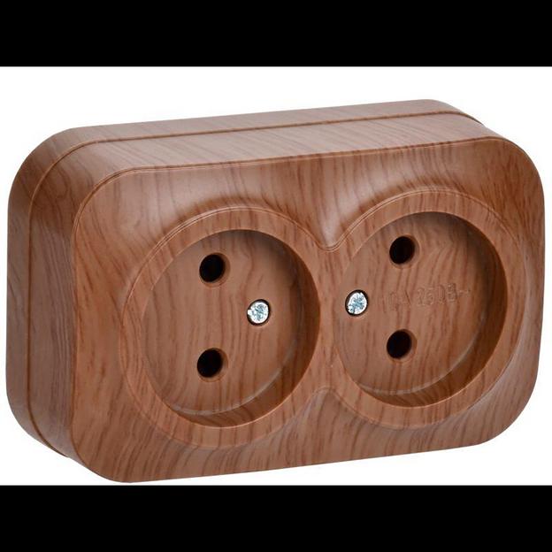 IEK ERH20-K24-10 РС22-2-ХД Розет. 2-ая без з/к о/у 10А GLORY дуб фото 1