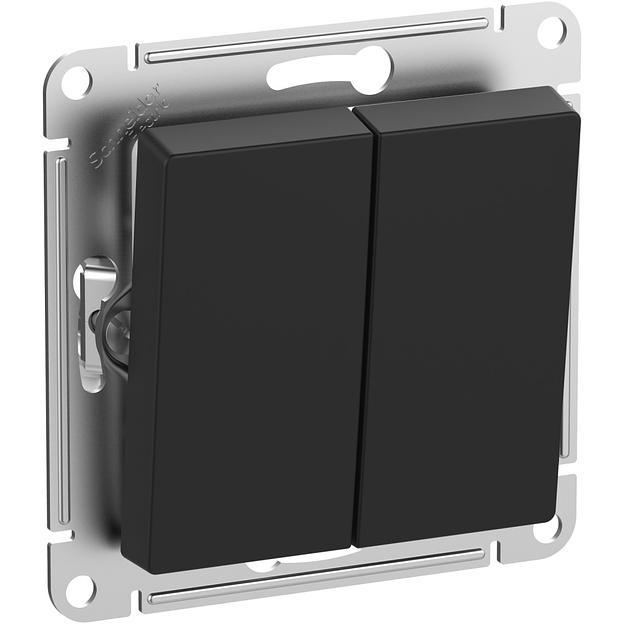 ATLASDESIGN AQUA 2-клавишный ВЫКЛЮЧАТЕЛЬ, IP44, сх.5, 10АХ, механизм, КАРБОН фото 1