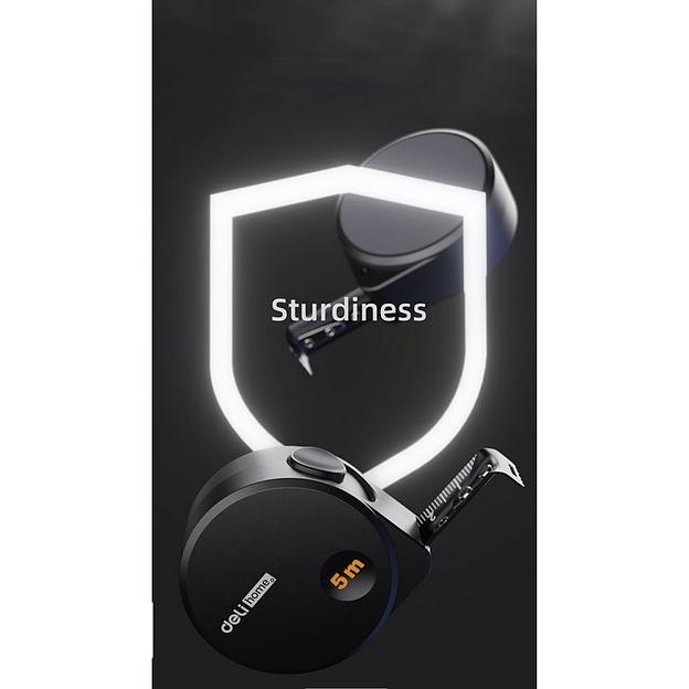 Измерительный и разметочный инструмент Deli Рулетка Home Series Black HT8519 5м х 19мм, эксклюзивный дизайн, корпус - высококачественный софттач пластик фото 6
