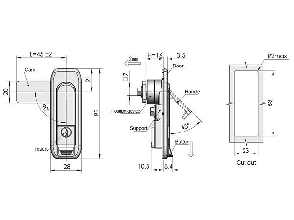 Замок с поворотной ручкой MS738 фото 2