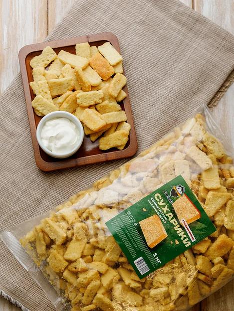 Сухарики Домашние с чесноком 1 кг, опт фото 1