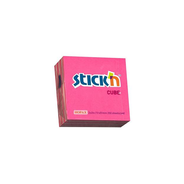 Блок самоклеящийся бумажный STICK`N 21338, 51x51, 250 л, 2 цв, неон+пастель, розовый фото 1