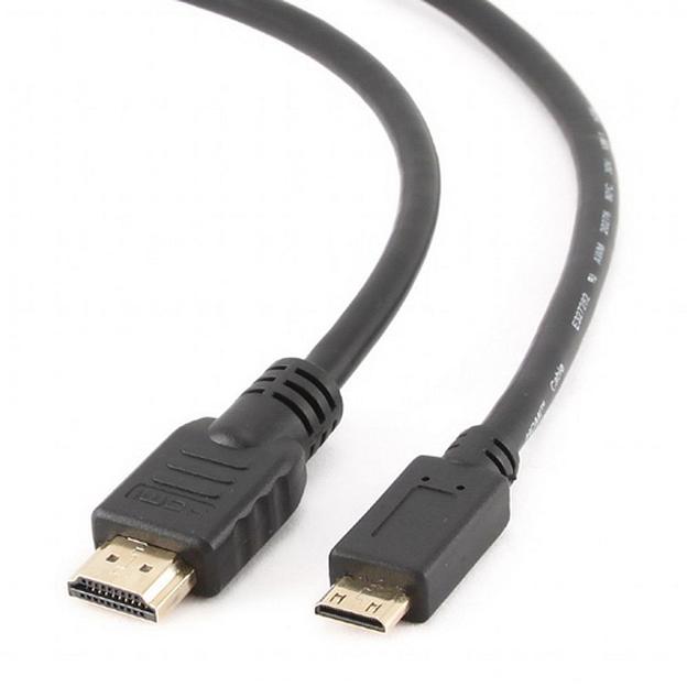 Кабель Cablexpert Кабель HDMI-miniHDMI Cablexpert CC-HDMI4C-6, v1.4, 19M/19M, 1.8м, 3D, Ethernet, черный, позол.разъемы, экран, пакет фото 1